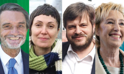 I quattro candidati presidenti alle elezioni regionali 2023: da sinistra Attilio Fontana, Mara Ghidorzi, Pierfrancesco Majorino, Letizia Moratti